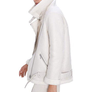 Stylish Faux Shearing Moto Jacket for Women - Winter Coat