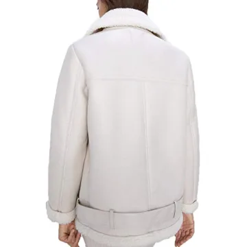 Stylish Faux Shearing Moto Jacket for Women - Winter Coat