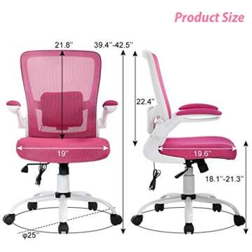 Stylish Ergonomic Pink Office Chair with Lumbar Support and Comfort Features