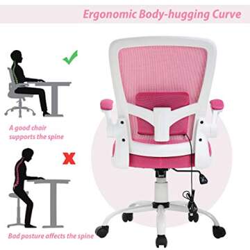 Ergonomic Pink Office Chair with Lumbar Support