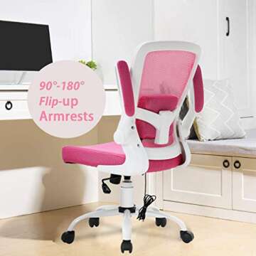 Ergonomic Pink Office Chair with Lumbar Support