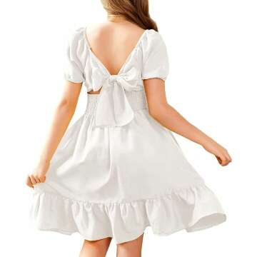 Arshiner Girls Off Shoulder Ruffle Dresses 4-12