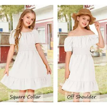 Arshiner Girls Off Shoulder Ruffle Dresses 4-12