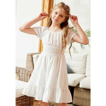 Arshiner Girls Off Shoulder Ruffle Dresses 4-12