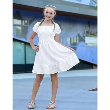 Arshiner Girls Off Shoulder Ruffle Dresses 4-12