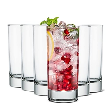 LUXU Premium Highball Drinking Glasses Set of 6 for Cocktails