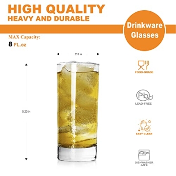 LUXU Premium Highball Drinking Glasses Set of 6 for Cocktails