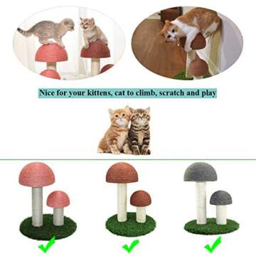 LisLtant Mushroom Cat Scratcher, Tall Cat Kitten Scratching Post for Indoor Cats and Kittens, Natura...