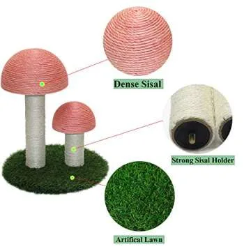 LisLtant Mushroom Cat Scratcher, Tall Cat Kitten Scratching Post for Indoor Cats and Kittens, Natural Sisal Cat Scratchers