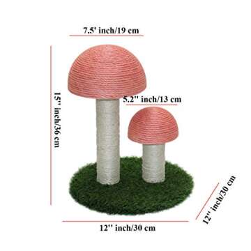 LisLtant Mushroom Cat Scratcher, Tall Cat Kitten Scratching Post for Indoor Cats and Kittens, Natural Sisal Cat Scratchers