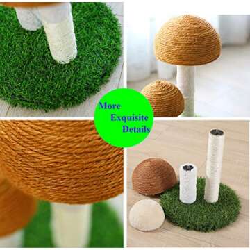 LisLtant Mushroom Cat Scratcher, Tall Cat Kitten Scratching Post for Indoor Cats and Kittens, Natural Sisal Cat Scratchers