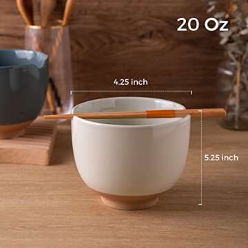 GBHOME Ceramic Ramen Bowls with Chopsticks, Japanese Cute Ramen Bowls Set of 2 for Ramen,Soup,Pho,No...