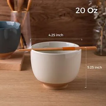 GBHOME Ceramic Ramen Bowls with Chopsticks, Japanese Cute Ramen Bowls Set of 2 for Ramen,Soup,Pho,No...