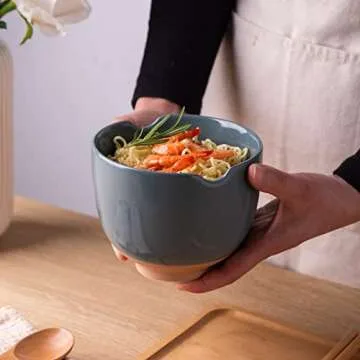 GBHOME Ceramic Ramen Bowls with Chopsticks, Japanese Cute Ramen Bowls Set of 2 for Ramen,Soup,Pho,Noodles, House-warming Wedding Birthday Gift, Microwave & Dishwasher Safe, 20 Ounces