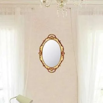 Funerom Vintage 14.5 x 10 inch Perfume Tray Mirror Tray Jewelry Organizer Serving Tray Oval Antique Gold