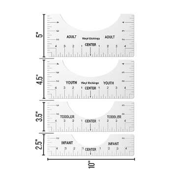 T Shirt Alignment Tool , Acrylic T-Shirt Ruler Guide to Center Designs for Vinyl and HTV Alignment Tool (Style B- 4PCS)