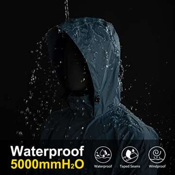 33,000ft Packable Rain Jacket Men's Lightweight Waterproof Rain Shell Jacket Raincoat with Hood for ...