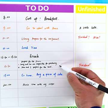 TWOHANDS Dry Erase Markers Ultra Fine Tip,0.7mm,Low Odor,Extra Fine Point,11 Assorted Colors,Whiteboard Markers for School,Office,Home,or Planning Whiteboard,12 Count,20529