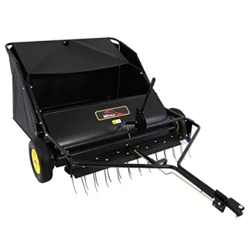 Brinly 42" Lawn Sweeper Dethatcher with Hamper Windscreen - Efficient 2-in-1 Yard Care