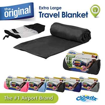 Cloudz Extra Large Airplane Travel Blanket for Your Flight, Car, Camping, Home or Comforting Warmth ...