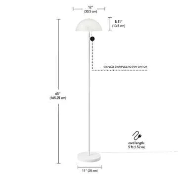 Globe Electric 67526 Dixon 65" 2-Light Floor Lamp, Matte White, Frosted Glass Shade, Vertical Pull-Chain Stepless Dimmer Switch