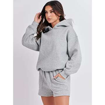 ANRABESS Women 2 Piece Outfit Oversized Hoodie Sweatshirt Shorts Lounge Sweat Set Sweatsuit Tracksui...