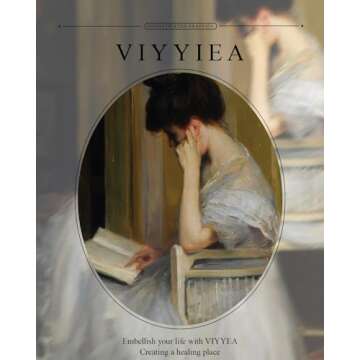 VIYYIEA Gold Framed Wall Art Canvas Print Home Decor for Living Room Women Reading Pictures for Bedroom Bathroom Wall Decor Women Portrait Art Wall Painting Vintage Art Prints Room Wall Decor 11x14in