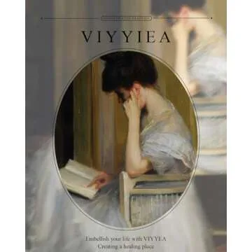 VIYYIEA Gold Framed Wall Art Canvas Print Home Decor for Living Room Women Reading Pictures for Bedroom Bathroom Wall Decor Women Portrait Art Wall Painting Vintage Art Prints Room Wall Decor 11x14in