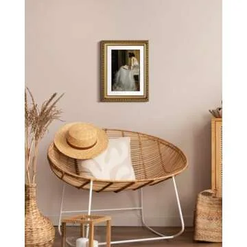 VIYYIEA Gold Framed Wall Art Canvas Print Home Decor for Living Room Women Reading Pictures for Bedroom Bathroom Wall Decor Women Portrait Art Wall Painting Vintage Art Prints Room Wall Decor 11x14in