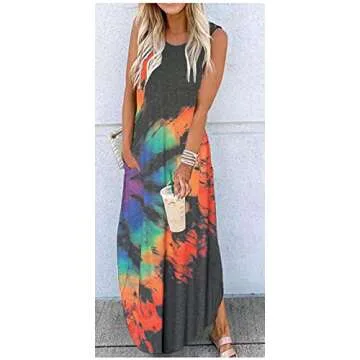 CHUNTIANRAN Women's Maxi Dress Summer Casual Sundress Sleeveless Long Dresses Hawaiian Beach Maxi Dr...