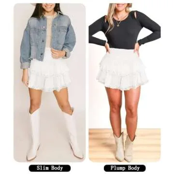 MIYIEONZ Women's Cute High Waist Ruffle Mini Skirt Layered Ruffle Hem Flared Flowy Casual Swing Beach Mini Short Skirt