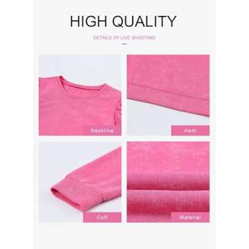 Dokotoo Women Cropped Sweatshirt Puff Long Sleeve Fall Crop Tops for Women Trendy Crew Neck Hot Pink Pullover Casual Loose fall clothes for Teen Girls Small