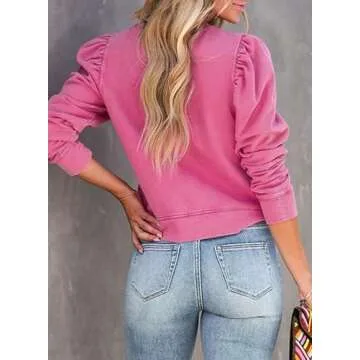 Stylish Dokotoo Women Cropped Sweatshirt with Puff Sleeves