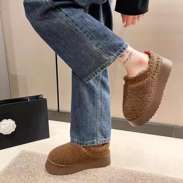 KIFIWUI Women's Platform Mini Boots - Cozy Fur-Lined Ankle Boots for Warm and stylish snow boots