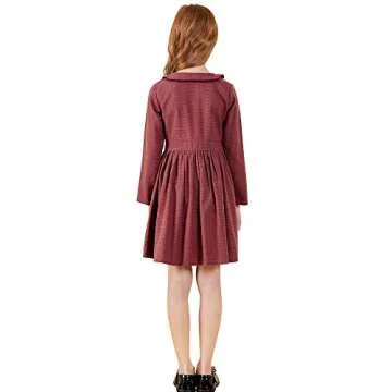 SOLOCOTE Girls Plaid Dress for Comfortable Style 7-8Y