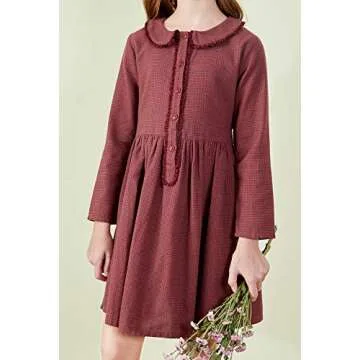 SOLOCOTE Girls Plaid Dress for Comfortable Style 7-8Y