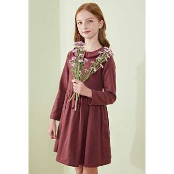 SOLOCOTE Girls Plaid Dress for Comfortable Style 7-8Y