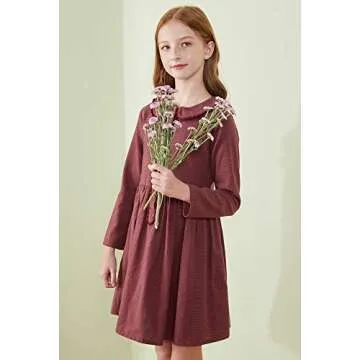 SOLOCOTE Girls Plaid Dress for Comfortable Style 7-8Y