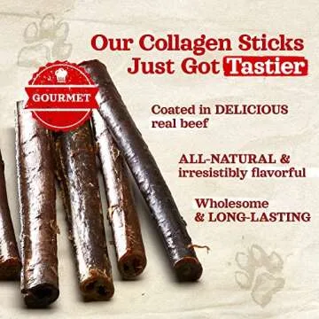 Natural Farm Bully Coated Gourmet Collagen Sticks - 95% Natural Collagen Dog Chews for Healthy Joint...