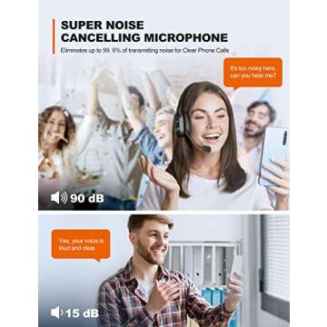 TECKNET Trucker Bluetooth Headphones with Microphone Noise Canceling Wireless On Ear Headset, Hands ...