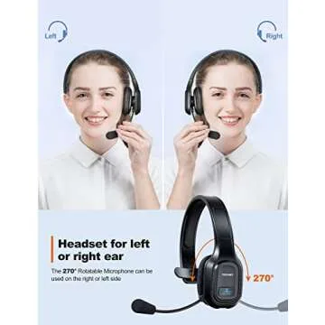 TECKNET Trucker Bluetooth Headphones with Microphone Noise Canceling Wireless On Ear Headset, Hands Free Wireless Headset for Cell Phone Computer Office Home Call Center Skype (Black)
