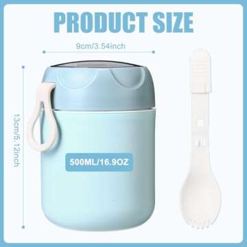 Layhit 2 Pcs 17 Oz Hot Lunch Container for Kids Adults Cold and Hot Soup Thermal Food Jar Vacuum Ins...