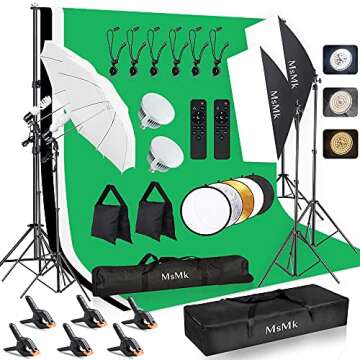 Professional Upgraded LED Bulb Photography Lighting Kit with Backdrops for All Your Needs