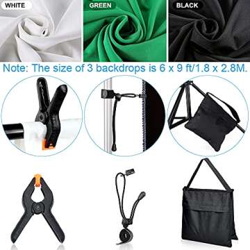 Photography Lighting Kit with Backdrops and LED Bulbs