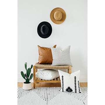 Woven Nook - Modern & Luxurious 18" x 18" Decorative Leather Throw Pillow Covers - Durable Quality & Machine Washable - 100% Polyester Faux Leather - Amaro Design - 4 Pack