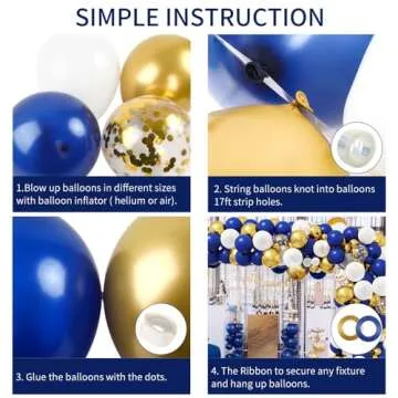 RUBFAC Royal Blue Gold Balloon Garland Arch Kit