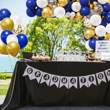 RUBFAC Royal Blue Gold Balloon Garland Arch Kit