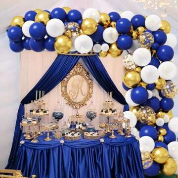 RUBFAC Royal Blue Gold Balloon Garland Arch Kit