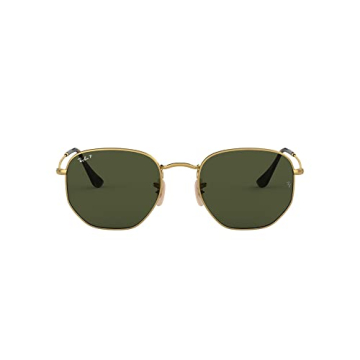 Ray-Ban Hexagonal Flat Lens Sunglasses - Gold/G-15 Green Polarized 51mm