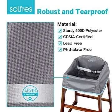 Solfres Dual-Belt High Chair Cover for Kids Dining